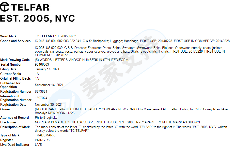 新品牌TELFAR由GBC律所代理连发两案，这些商标不要碰！赶紧自查