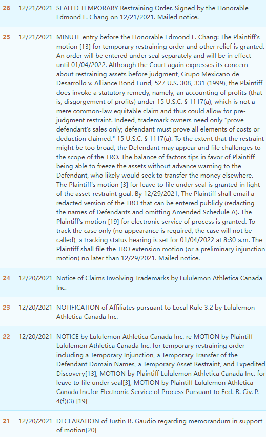 警惕，Lululemon连发两案，TRO已被签署，涉及大批卖家，赶快排查并提现！
