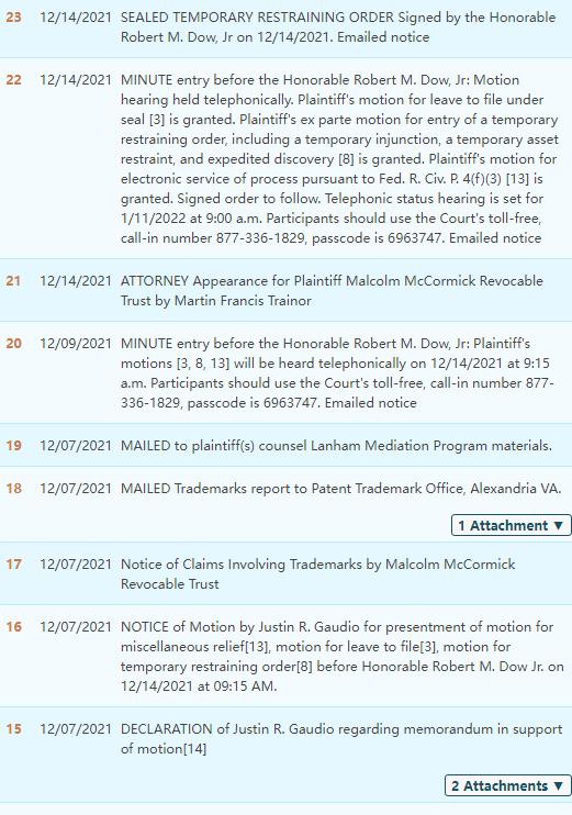 Mac Miller 麦克·米勒再度发案，仍由GBC代理，案件号：21-cv-6481，目前临时禁令已出！