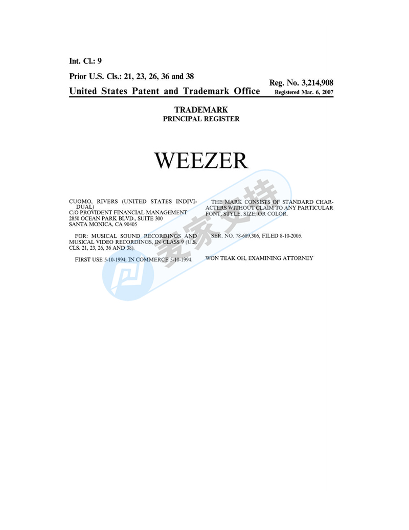全新品牌！TME律所代理Weezer美国摇滚乐队起诉，涉及商标侵权！