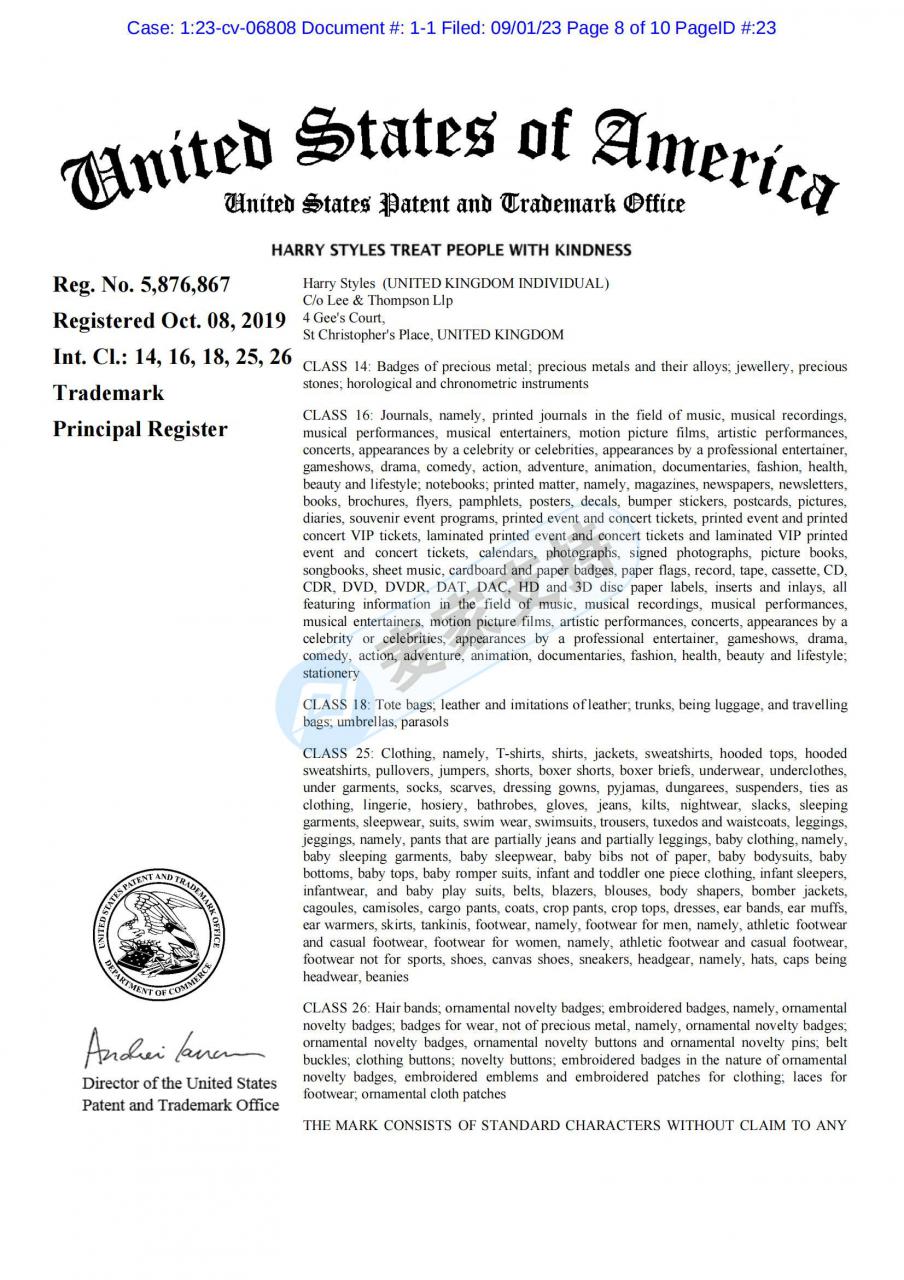 九月第一天GBC律所再发新案！Harry Style商标维权23年第六起，抓紧下架