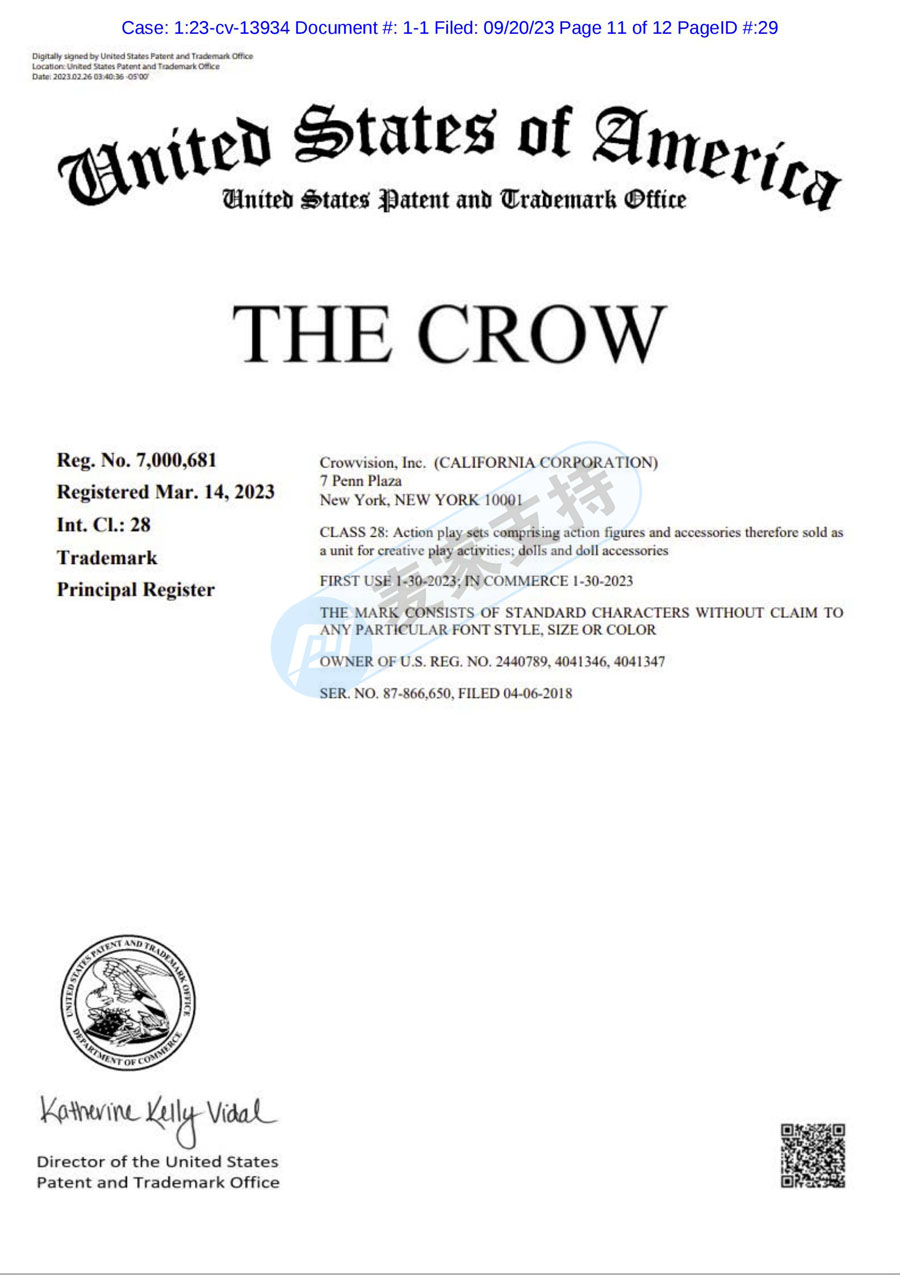 美国TME律所代理The Crow 乌鸦商标+版权再回归，跨境卖家速排雷