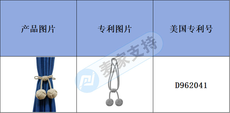 跨境侵权预警——水晶窗帘系带，高雅与品味的选择，注意有外观专利！