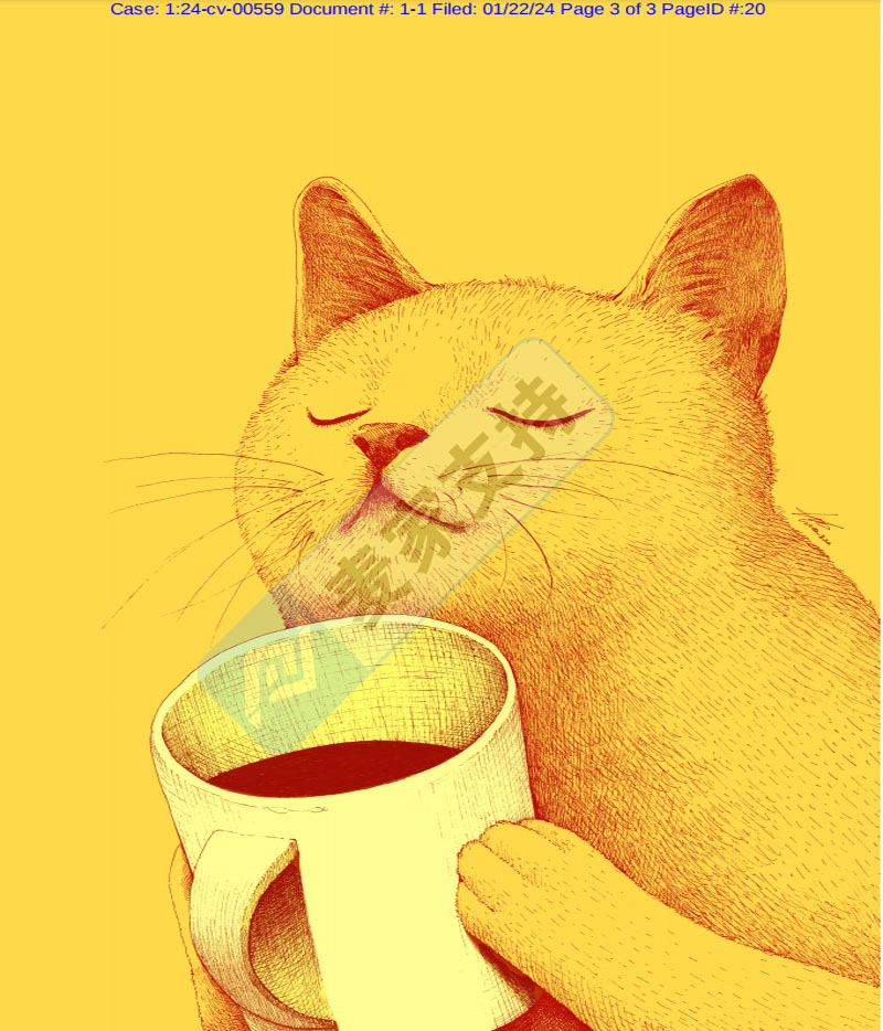 猫和咖啡的组合图风险值拉满，keith代理Sungwon Hwang手捧咖啡的猫版权首维权