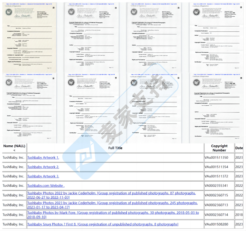 重磅！Tushbaby版权维权大动作，涉及370张神秘照片，婴儿腰凳背带遭侵权风波